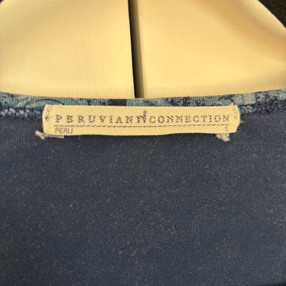 Peruvian Connection Navy Floral Print Long Sleeve Tee Shirt Size Small Organic‎ - Picture 4 of 9